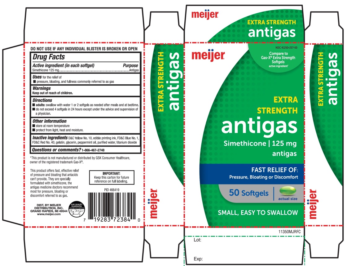 NDC 41250257 Meijer Extra Strength Gas Relief Capsule, Liquid Filled